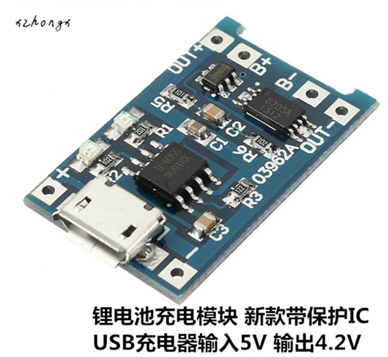 Micro USB 5V 1A 18650 TP4056 Lithium Battery Charger Module Charging Board With Protection Dual Functions 1A Li-ion
Micro USB 5V 1A 18650 TP4056 Lithium Battery Charger Module Charging Board With Protection Dual Functions 1A Li-ion