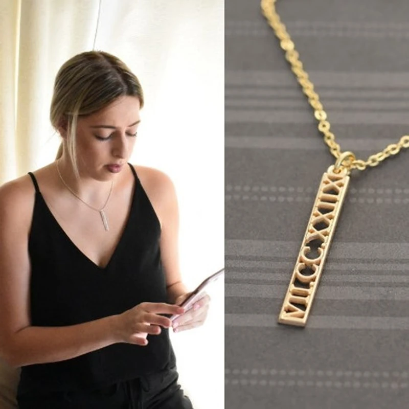 Personalized Jewelry Roman Numeral Vertical Bar Pendant Necklace Custom Name Necklaces For Women Men Bijoux Femme Christmas Gift
Personalized Jewelry Roman Numeral Vertical Bar Pendant Necklace Custom Name Necklaces For Women Men Bijoux Femme Christmas Gift