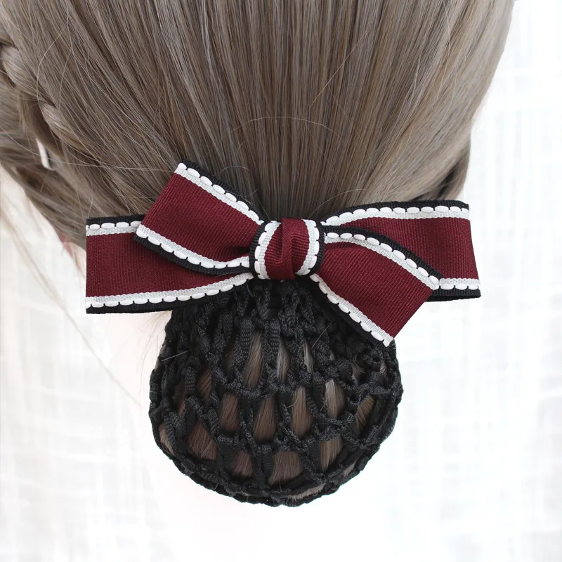 Handmade Striped Bow Professional Hairpin Hair Clips Cover Stewardess Bank Nurse Bows Net Bun Snood for Women Girls Accessories
Handmade Striped Bow Professional Hairpin Hair Clips Cover Stewardess Bank Nurse Bows Net Bun Snood for Women Girls Accessories