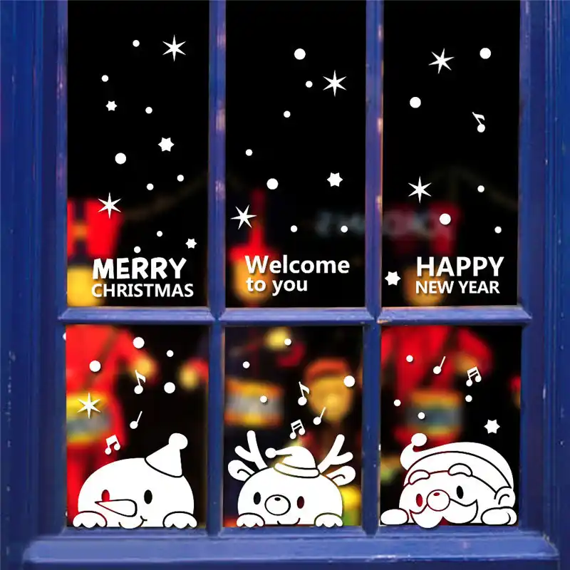 year merry snowflake wall sticker home shop windows decals decor