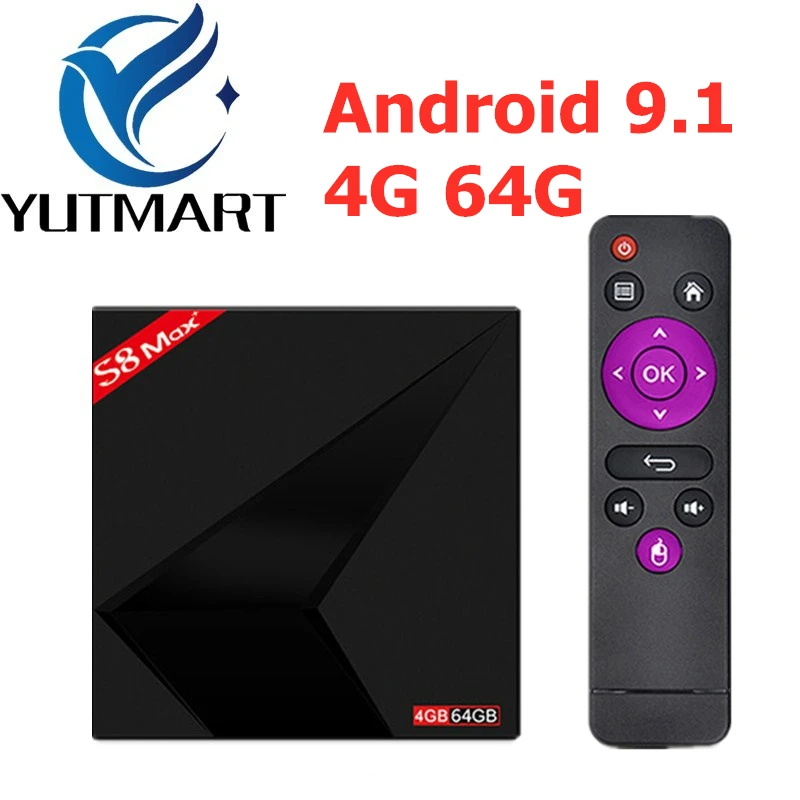 YUTMART S8 MAX PLUS Smart tv box android 9.1 4GB 64GB Rockchip 3328 Quad-Core WIFI 4K 2.4GHz WiFi Media Player BT 4.1
YUTMART S8 MAX PLUS Smart tv box android 9.1 4GB 64GB Rockchip 3328 Quad-Core WIFI 4K 2.4GHz WiFi Media Player BT 4.1