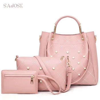 Women Leather Compound 3 Sets Handbag High Quality Designer Female Fashion Pearl Casual Tote Bags Lady Shoulder Messenger Bags
Women Leather Compound 3 Sets Handbag High Quality Designer Female Fashion Pearl Casual Tote Bags Lady Shoulder Messenger Bags