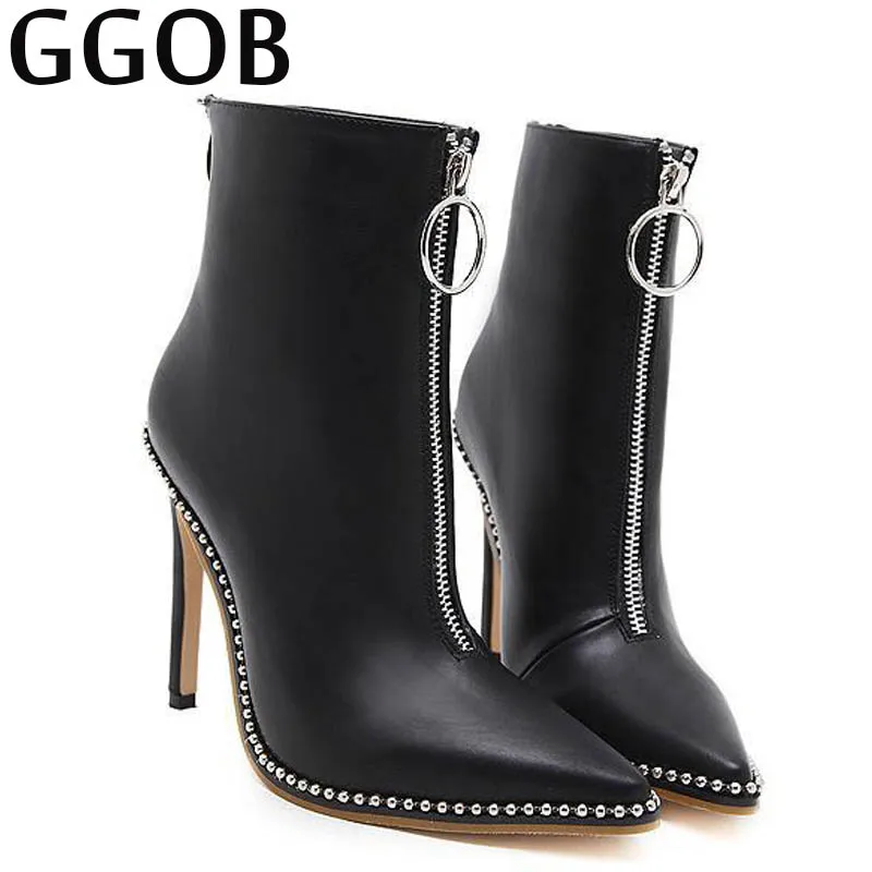 GGOB New Womens Boots Stiletto heel Zipper Rivet Ankle Boots PU Leather Pointed Toe Casual Fashion Nubuck Leather Black
GGOB New Womens Boots Stiletto heel Zipper Rivet Ankle Boots PU Leather Pointed Toe Casual Fashion Nubuck Leather Black