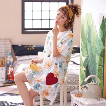 Yidanna Summer Cotton Women Nightgown Lady O Neck Sleepshirt Short Sleeved Sleep Clothing Female Casual Print Sleepshirt Nighty
Yidanna Summer Cotton Women Nightgown Lady O Neck Sleepshirt Short Sleeved Sleep Clothing Female Casual Print Sleepshirt Nighty
