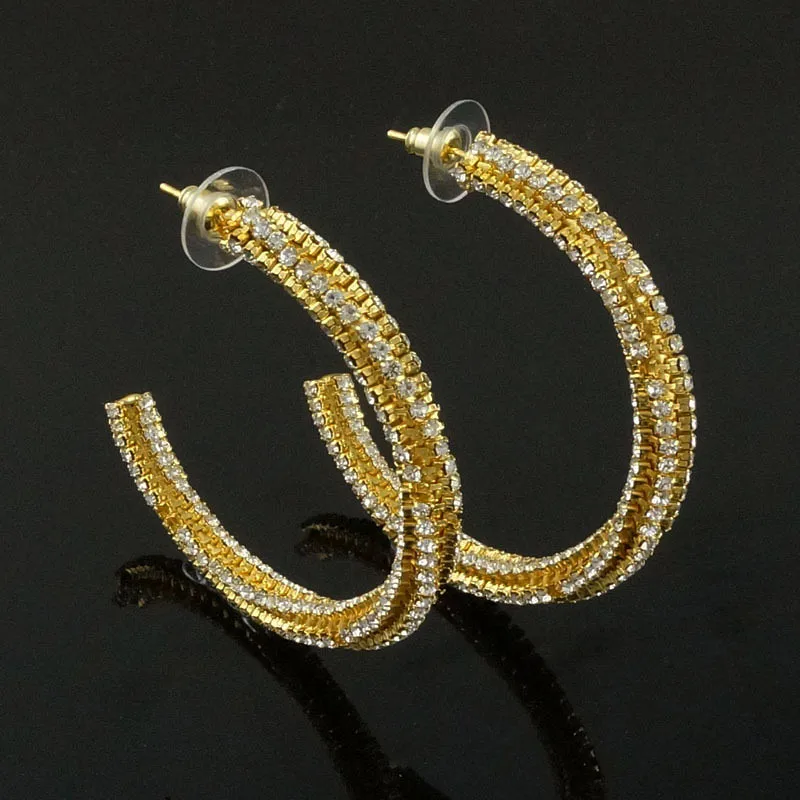 NEW design Rhinestone High Quality Hoop Earrings For Women Girls Gold Color Round fashion Earrings Party Gift
NEW design Rhinestone High Quality Hoop Earrings For Women Girls Gold Color Round fashion Earrings Party Gift