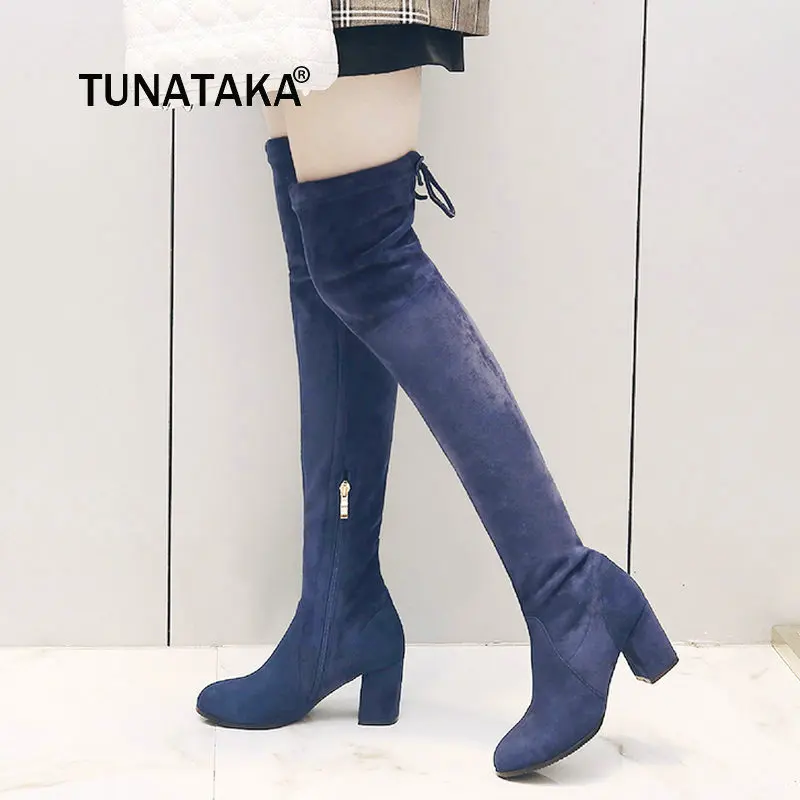 Ladies Suede Square Heel Zipper Over The Knee Boots Fashion Pointed Toe Lace Up Thigh Elastic Boots Black Blue
Ladies Suede Square Heel Zipper Over The Knee Boots Fashion Pointed Toe Lace Up Thigh Elastic Boots Black Blue