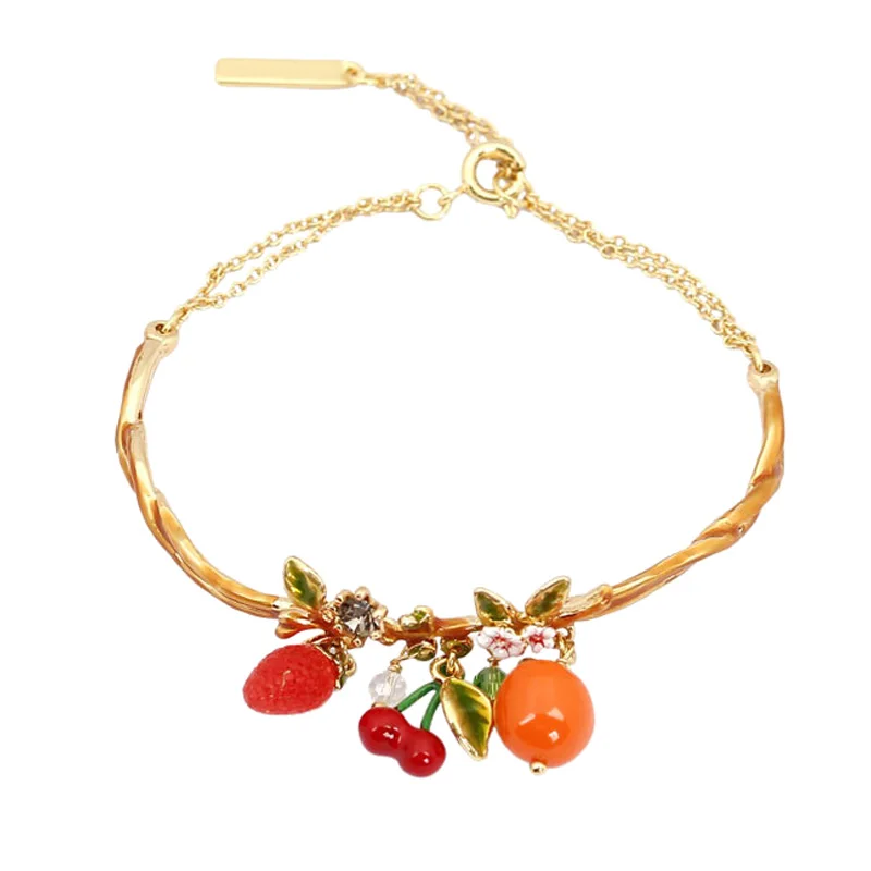 Country style Strawberry Cherry orange bracelet for women enamel glaze flower fruits bangles bracelets party jewelry
Country style Strawberry Cherry orange bracelet for women enamel glaze flower fruits bangles bracelets party jewelry