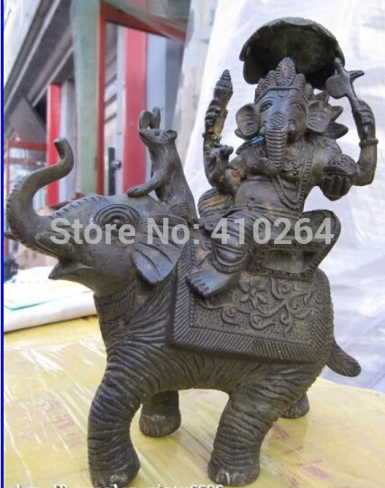 9" Tibet Bronze Carved Hindustan Elephant Zun plutus God of wealth Buddha Statue
9" Tibet Bronze Carved Hindustan Elephant Zun plutus God of wealth Buddha Statue