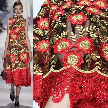 Nigerian Lace Fabric 2018 High Quality Lace Red Gold 3d flower African Lace Fabric Embroidery French Lace Fabric For Bridal
Nigerian Lace Fabric 2018 High Quality Lace Red Gold 3d flower African Lace Fabric Embroidery French Lace Fabric For Bridal