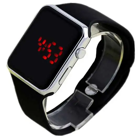 Metal frame led Watch Personalized silicone watches square black strap