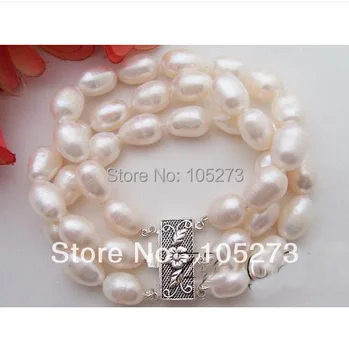 Top Quality Wholesale AA 10MM 3Rows Natural White Rice Genuine Freshwater Pearls Bracelet 8inch Silvers Clasp New Free Shipping
Top Quality Wholesale AA 10MM 3Rows Natural White Rice Genuine Freshwater Pearls Bracelet 8inch Silvers Clasp New Free Shipping