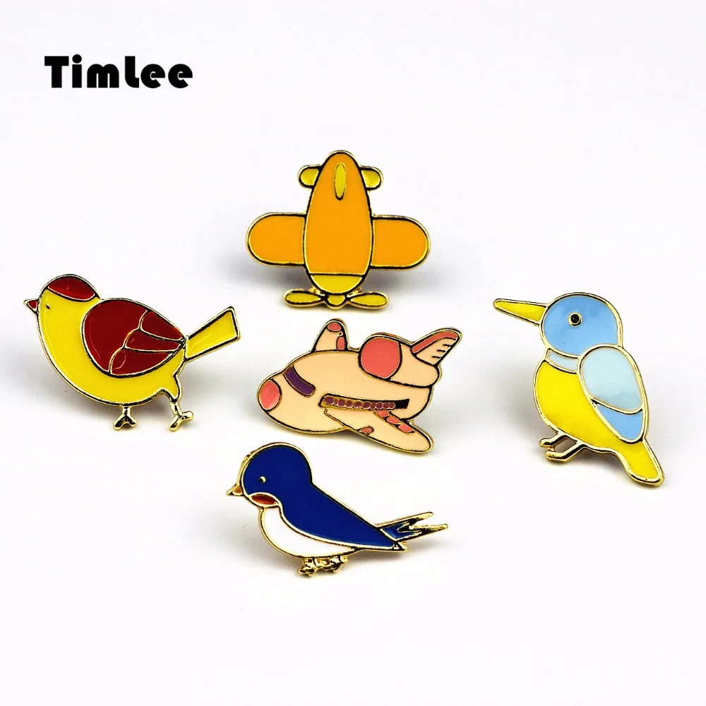 Timlee X226 Lovely Mini Bird Plane Brooch Metal Pins Button Gift Wholesale | Украшения и аксессуары