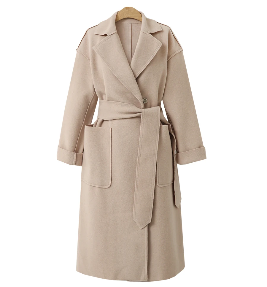 New Elegant Long Wool Coat Wide-waisted Solid Wool Blend Coat and Jacket Single Button Women Coats Autumn Winter
New Elegant Long Wool Coat Wide-waisted Solid Wool Blend Coat and Jacket Single Button Women Coats Autumn Winter