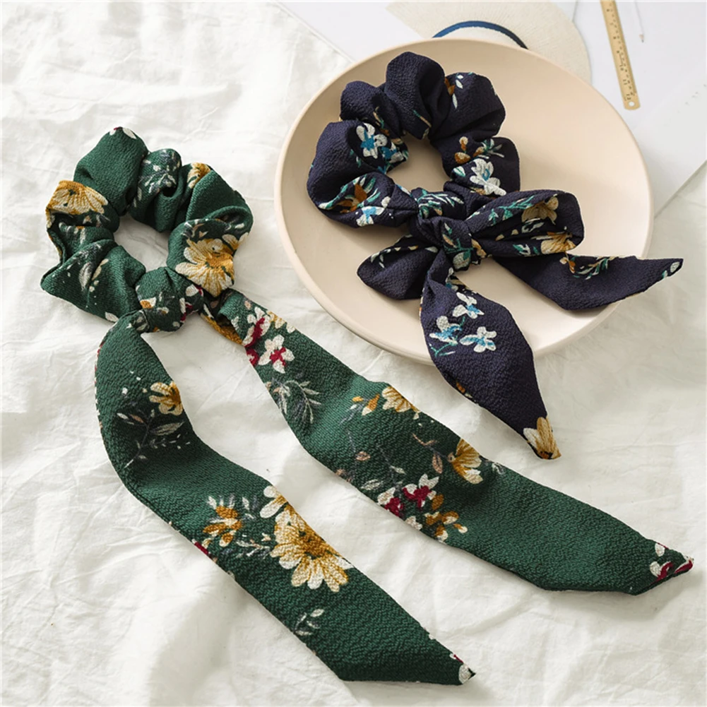 Floral Print Elastic Hair Bands DIY Long Ribbon Knotted Scrunchie Elegant Elastic Bow Scarf Hair Rope Tie Beach Fashion Headwear
Floral Print Elastic Hair Bands DIY Long Ribbon Knotted Scrunchie Elegant Elastic Bow Scarf Hair Rope Tie Beach Fashion Headwear