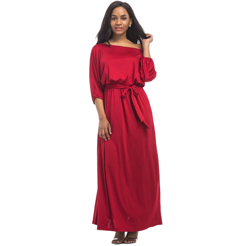 2019 New Fashion Women Summer Off Shoulder Maxi Dress 3/4 Sleeve Belted Slim Solid Dresses Plus Size 5XL Elbise Vestido For Lady
2019 New Fashion Women Summer Off Shoulder Maxi Dress 3/4 Sleeve Belted Slim Solid Dresses Plus Size 5XL Elbise Vestido For Lady