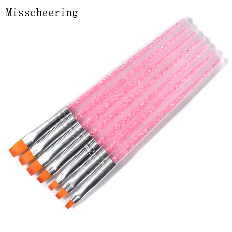 New 7Pcs/Set Pink Rhinestones Handle And Nylon Hair Nail Art Brush Pen For UV Gel Polish Painting Drawing Brushes Manicure Tools
New 7Pcs/Set Pink Rhinestones Handle And Nylon Hair Nail Art Brush Pen For UV Gel Polish Painting Drawing Brushes Manicure Tools