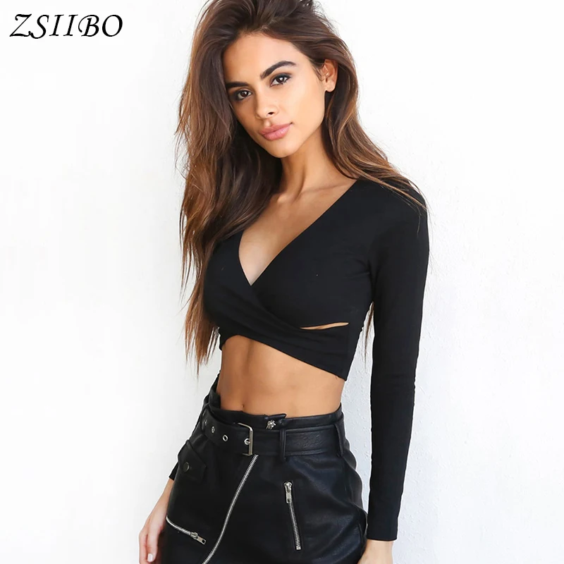 ZSIIBO New Trend Cross V-neck Sexy Crop Top Women Slim Tops Long Sleeve Black White Purple Ladies Autumn Winter Long T shirt
ZSIIBO New Trend Cross V-neck Sexy Crop Top Women Slim Tops Long Sleeve Black White Purple Ladies Autumn Winter Long T shirt