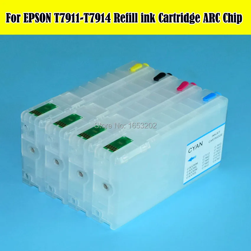 Europe T7911-T7914 Refillable Ink Cartridge With ARC Chip For Epson WF -4630/4640/5110 5190/5620/5690 Printer
Europe T7911-T7914 Refillable Ink Cartridge With ARC Chip For Epson WF -4630/4640/5110 5190/5620/5690 Printer