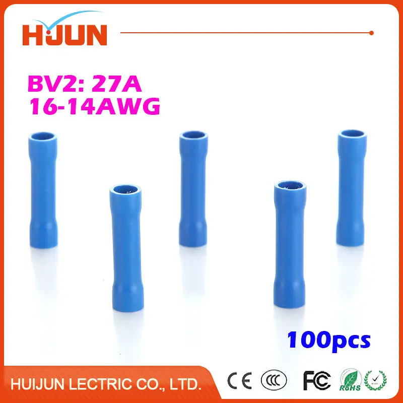 100pcs/lot BV2 Blue Butt Splice Connector Seam Type Cable Wire Joiner Fully Insulation Crimp Terminal for 1.5-2.5mm2,16-14AWG
100pcs/lot BV2 Blue Butt Splice Connector Seam Type Cable Wire Joiner Fully Insulation Crimp Terminal for 1.5-2.5mm2,16-14AWG