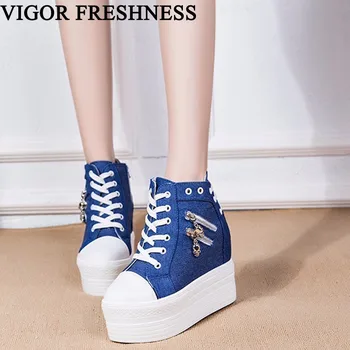VIGOR FRESHNESS Woman Vulcanized Shoes Autumn Canvas Spring Shoes Women Pumps High Platform Sneakers White Lady Spike Heels WY78 
VIGOR FRESHNESS Woman Vulcanized Shoes Autumn Canvas Spring Shoes Women Pumps High Platform Sneakers White Lady Spike Heels WY78