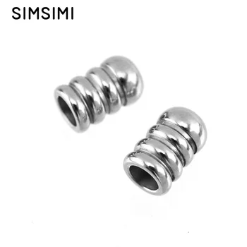 

Simsimi half drilled 3mm inner diameter cylinder end cap bracelet Rope end bead 8x6/8x5mm Stainless steel jewelry findings 50pcs