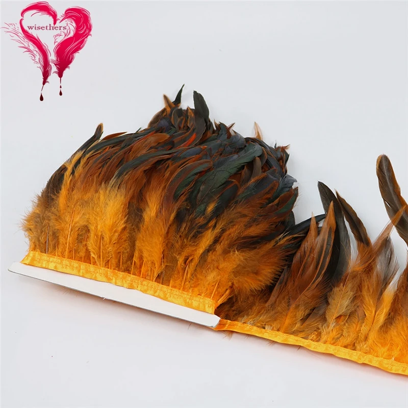 12 orange rooster feather trims 4