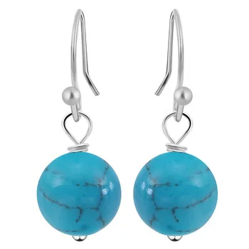1Pair Natural Stone Hook Earring Ball Earrings for Women Earrings Set omen Brincos Bijoux Jewelry from India