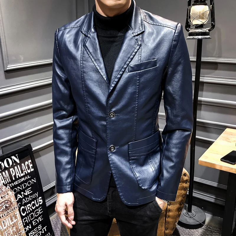 2019 new autumn and winter Korean version self-cultivation youth mens Thin Long leather jacket handsome lapel Chinese Style Blue
2019 new autumn and winter Korean version self-cultivation youth mens Thin Long leather jacket handsome lapel Chinese Style Blue