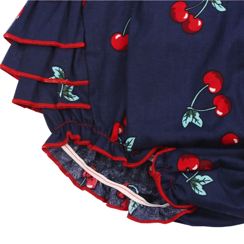 Baby Girl Rompers Set Toddler Cotton Ruffled Romper and Headband Mango Cherry Vintage Children Sunsuit Baby Shower Gift (6)