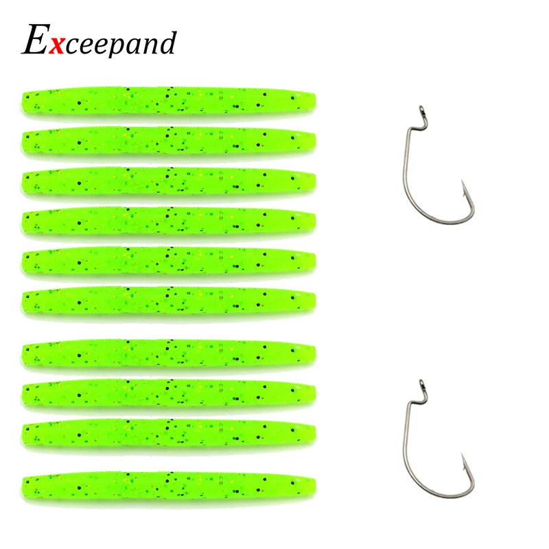 Exceepand 10 Light Green Senko Worms with 2 Hooks Salt Wacky Rig Soft Bait Hunting Bass Crappie Fishing Lure Accessories
Exceepand 10 Light Green Senko Worms with 2 Hooks Salt Wacky Rig Soft Bait Hunting Bass Crappie Fishing Lure Accessories