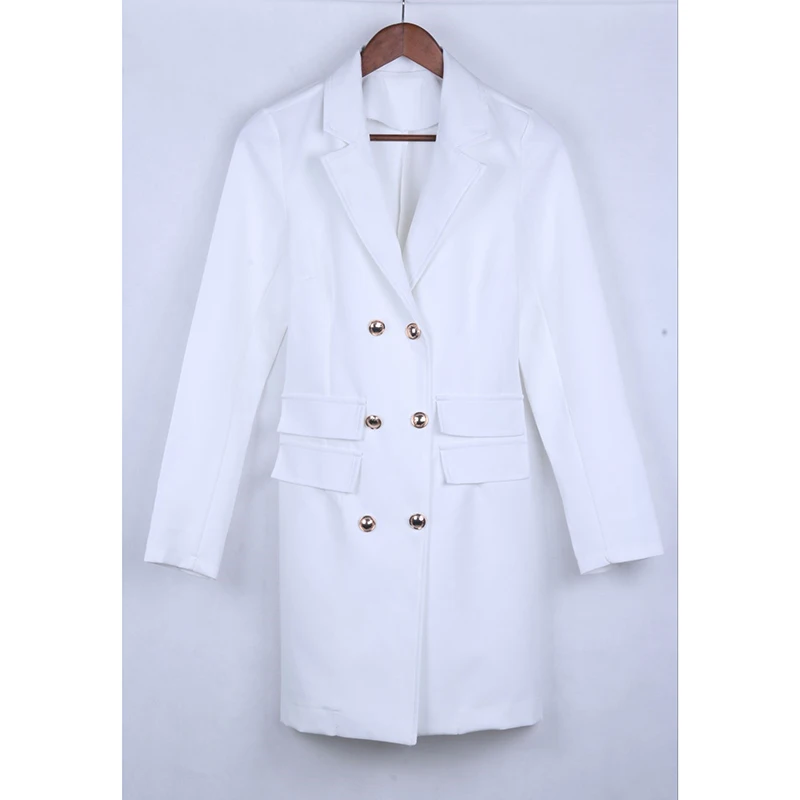 Long Sleeves 2019 Autumn Winter Black White V-neck Double-Breasted Blazer Dress Elegant Ladies Office Formal Dresses
Long Sleeves 2019 Autumn Winter Black White V-neck Double-Breasted Blazer Dress Elegant Ladies Office Formal Dresses