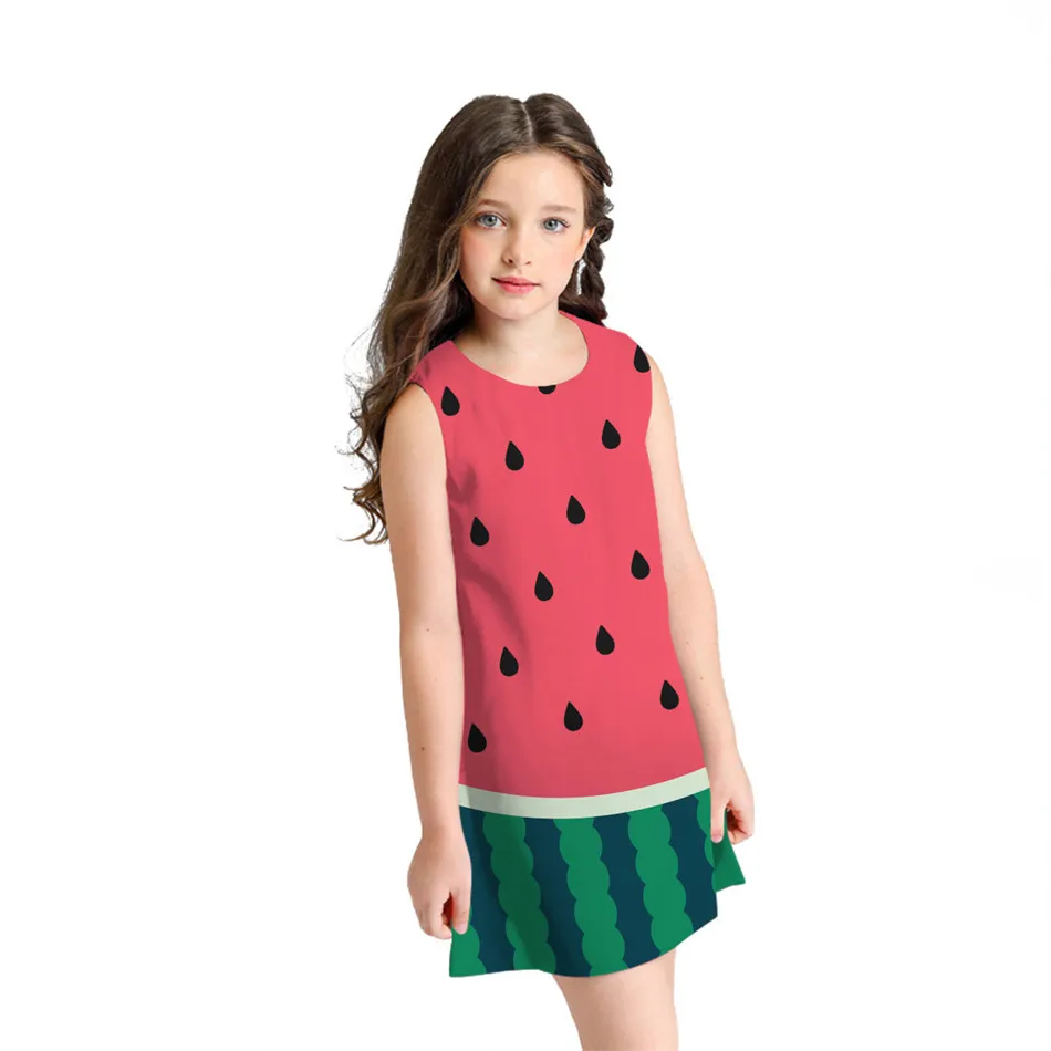 2019 Summer Kids Sleeveless Cartoon Dresses Big Girls 3D Digital Colorful Fruit Watermelon Pineapple Printing A-line Girl Dress
2019 Summer Kids Sleeveless Cartoon Dresses Big Girls 3D Digital Colorful Fruit Watermelon Pineapple Printing A-line Girl Dress