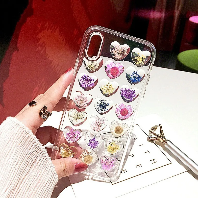 Dried Flowers Phone Case For iphone 7 case 6 8 Plus X XS XR MAX Handmade Natural Real Love Heart Flower Soft TPU Silicone Cover
Dried Flowers Phone Case For iphone 7 case 6 8 Plus X XS XR MAX Handmade Natural Real Love Heart Flower Soft TPU Silicone Cover
