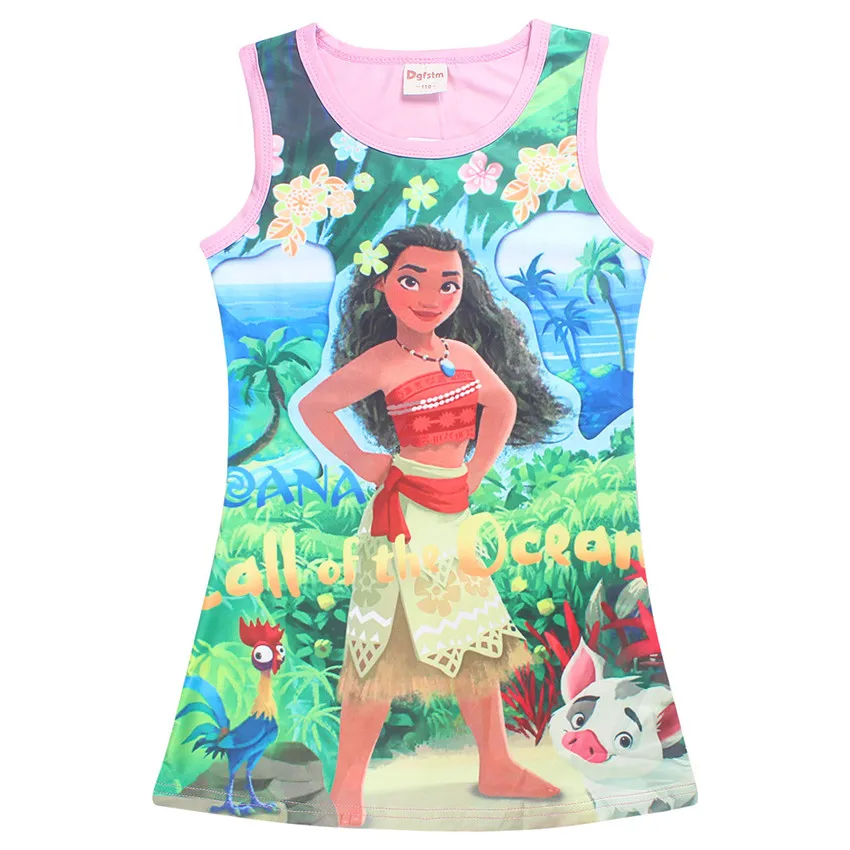 2017 Summer Moana Dresses for Girls Princess Birthday Party Dress Children Elsa Anna trolls Costume Kids Clothes Vestido vaiana (4)