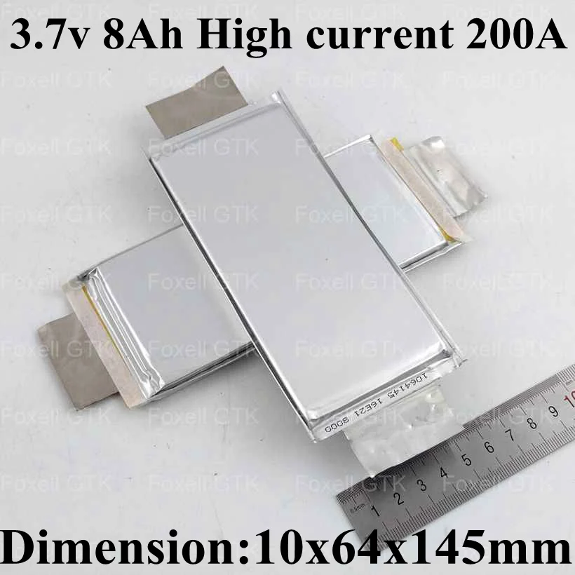 8pcs GTK 3.7v 8Ah Lithium lipo polymer 8000mah cell 1064145 not 10Ah for diy pack electric power tool high rate 50C 35c 65C
8pcs GTK 3.7v 8Ah Lithium lipo polymer 8000mah cell 1064145 not 10Ah for diy pack electric power tool high rate 50C 35c 65C