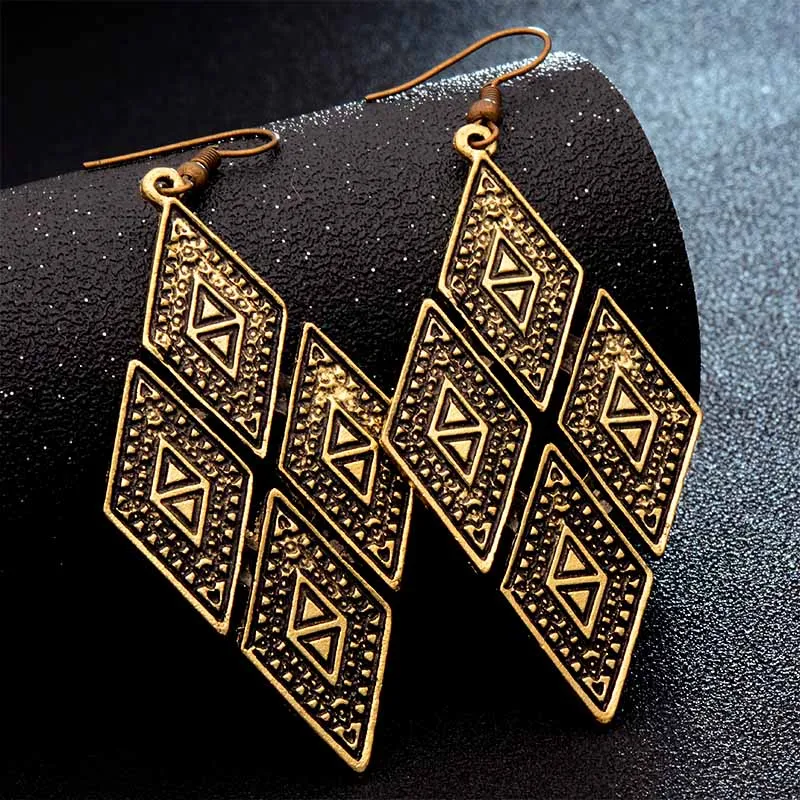 H:HYDE Antique Silver/Bronze Bohemia Vintage rhombus Drop Long Earrings for Women Aros boucle d'oreille femme pendante
H:HYDE Antique Silver/Bronze Bohemia Vintage rhombus Drop Long Earrings for Women Aros boucle d'oreille femme pendante