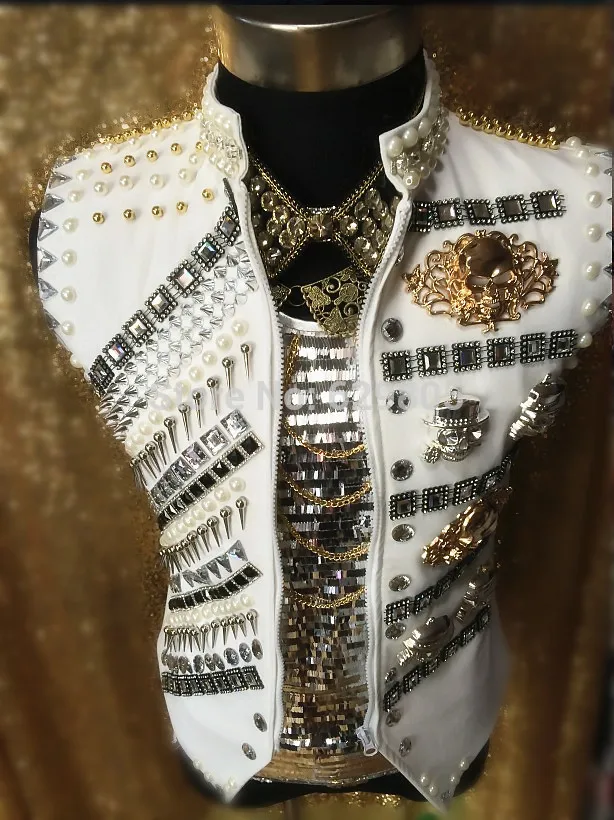 New arrival Male Luxury Rvets Rhinestone beads singer dancer costume Dj singer vest jacket
New arrival Male Luxury Rvets Rhinestone beads singer dancer costume Dj singer vest jacket