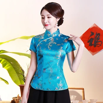 BLUE Chinese Female Traditional Satin Blouse Summer Short Sleeve Women Shirts Novelty Dragon&Button Clothing S-4XL Y-190417
BLUE Chinese Female Traditional Satin Blouse Summer Short Sleeve Women Shirts Novelty Dragon&Button Clothing S-4XL Y-190417