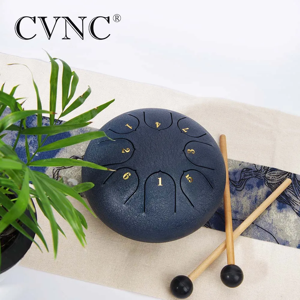 CVNC 6" steel tongue drum with C D E F G A B C 8 notes with free bag and rubber mallets
CVNC 6" steel tongue drum with C D E F G A B C 8 notes with free bag and rubber mallets