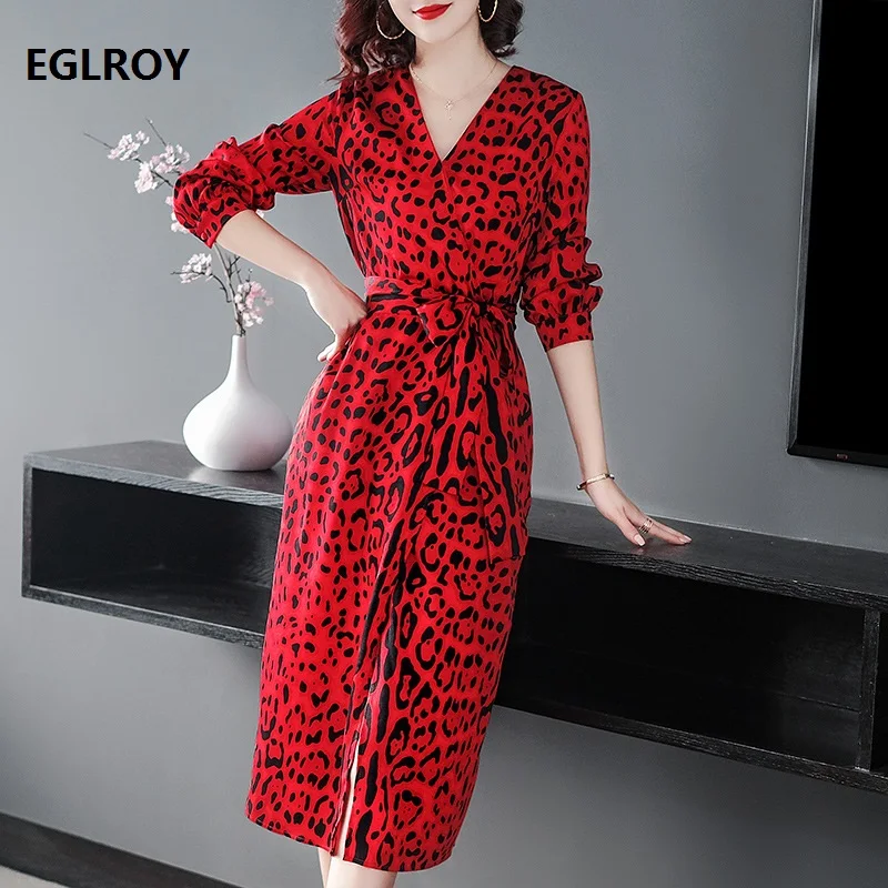High Quality Women's Dress 2019 Spring Summer Casual Dress Women V-Neck Sexy Wild Leopard Print Mid-Calf Long Sleeve Dress Belts
High Quality Women's Dress 2019 Spring Summer Casual Dress Women V-Neck Sexy Wild Leopard Print Mid-Calf Long Sleeve Dress Belts