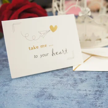 25pcs take me to your heart gold fold Card leave message cards Lucky Love birthday friends Party Invitation Letter envelope 
25pcs take me to your heart gold fold Card leave message cards Lucky Love birthday friends Party Invitation Letter envelope