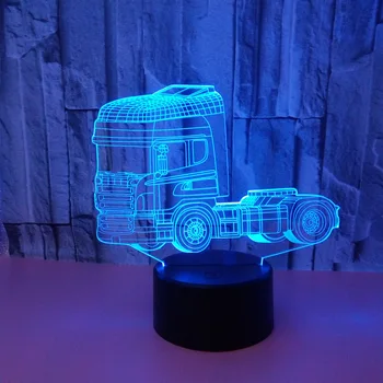 

New Truck 3d Nightlight Acrylic Usb 3d Lamp Luminaria De Mesa Powerbank Led Usb Light Fixtures Kids Lamp