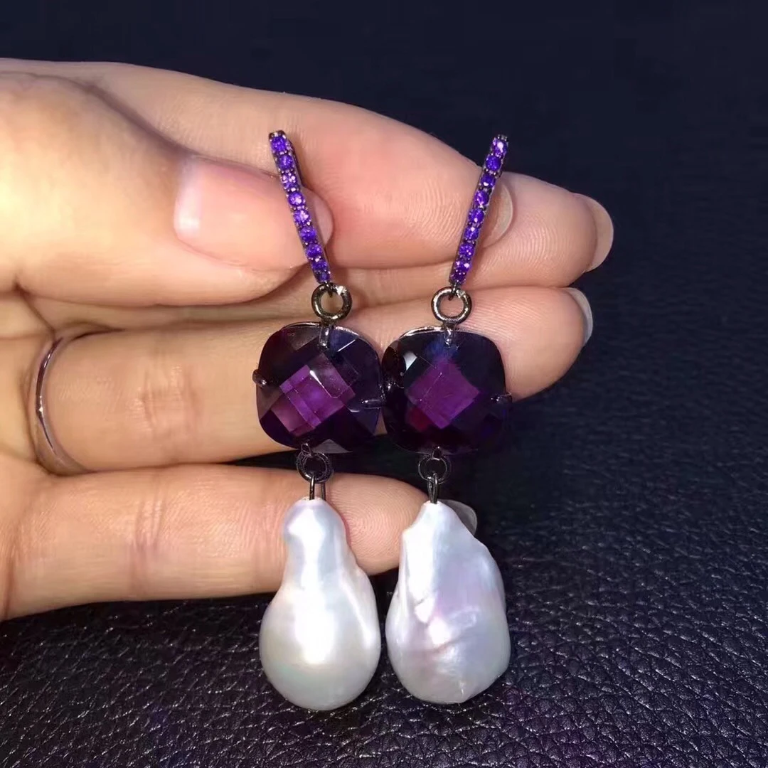 Elegant Purple Crystal Dangle Keshi Earrings Baroque Pearl Earrings Jewelry Lady Gifts
Elegant Purple Crystal Dangle Keshi Earrings Baroque Pearl Earrings Jewelry Lady Gifts