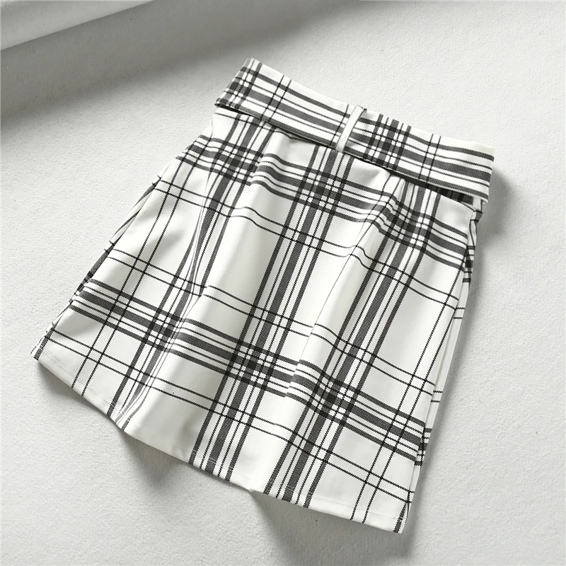 2019 summer new product decorative belt high waist slimming charming plaid skirt a word skirt
2019 summer new product decorative belt high waist slimming charming plaid skirt a word skirt