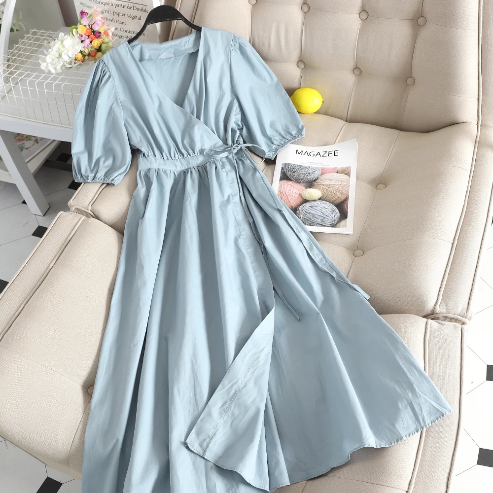 SKOONHEID 2019 Women summer solid wrap dress v neck half sleeves bow midi long dress female work dress casual A-Line vestidos
SKOONHEID 2019 Women summer solid wrap dress v neck half sleeves bow midi long dress female work dress casual A-Line vestidos