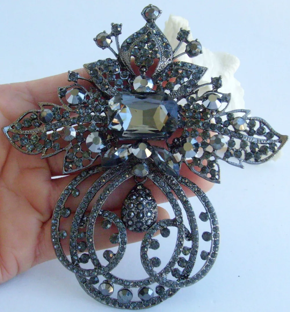 4.72" Gorgeous Flower Brooch Pin Pendant Black Gray Rhinestone Crystal EE04249C6
4.72" Gorgeous Flower Brooch Pin Pendant Black Gray Rhinestone Crystal EE04249C6