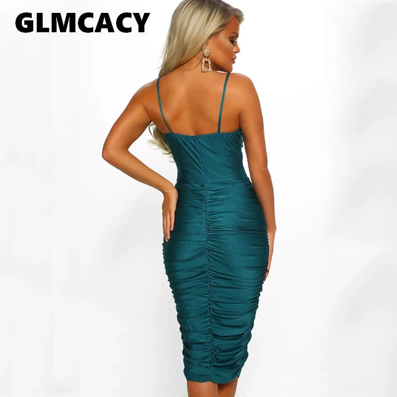 Women Summer Dress Scruched Dress Sexy Spaghetti Straps Ruched Party Dress Midi Vestidos Robe Femme 2019
Women Summer Dress Scruched Dress Sexy Spaghetti Straps Ruched Party Dress Midi Vestidos Robe Femme 2019