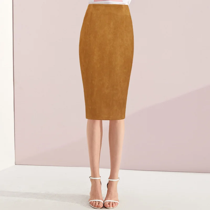 Women's High Waist Suede Skirt Pencil Knee Length Leather Suede Skirts Women Vintage Midi Brown Skirt Khaki Winter Office Wear
Women's High Waist Suede Skirt Pencil Knee Length Leather Suede Skirts Women Vintage Midi Brown Skirt Khaki Winter Office Wear