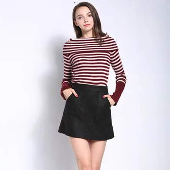 2018 Autumn winter fashion women's knitted sweater new European American strapless word collar striped sweater fashion sweater
2018 Autumn winter fashion women's knitted sweater new European American strapless word collar striped sweater fashion sweater