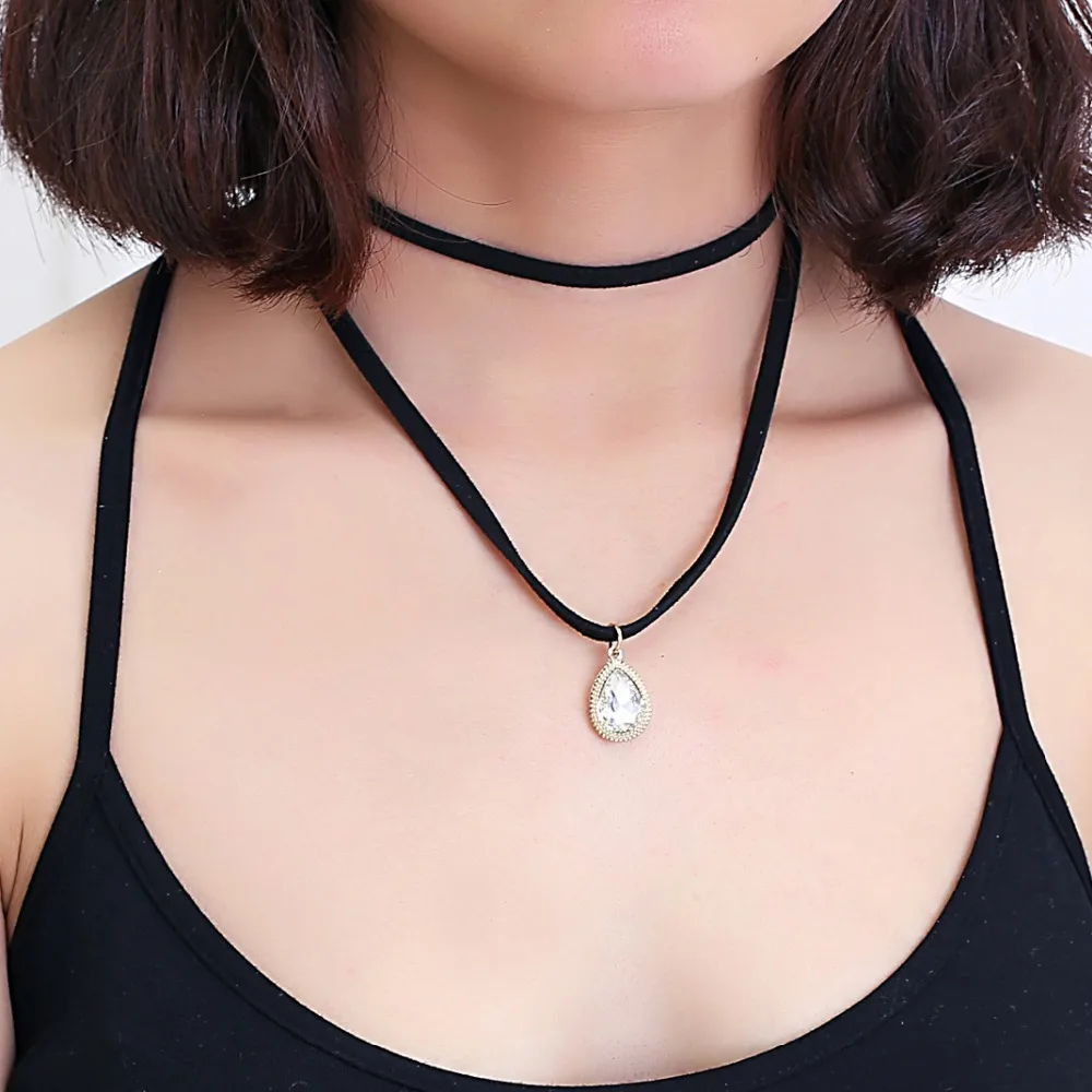 Vintage Double Lace Water Drop Crystal pendant Choker Necklace Elastic Henna Gothic Punk Elastic Girl Party Jewerly Accessories
Vintage Double Lace Water Drop Crystal pendant Choker Necklace Elastic Henna Gothic Punk Elastic Girl Party Jewerly Accessories
